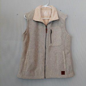 Overland Vest Womens Large Wool Blend Faux Fur Lined Zip Outerwear Cream Gray